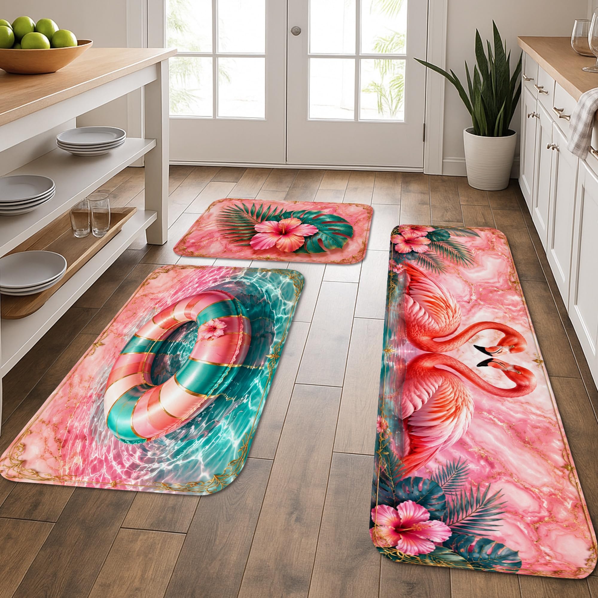 Tapis de cuisine oiseaux tropicaux doux colorés lavables pour buanderie