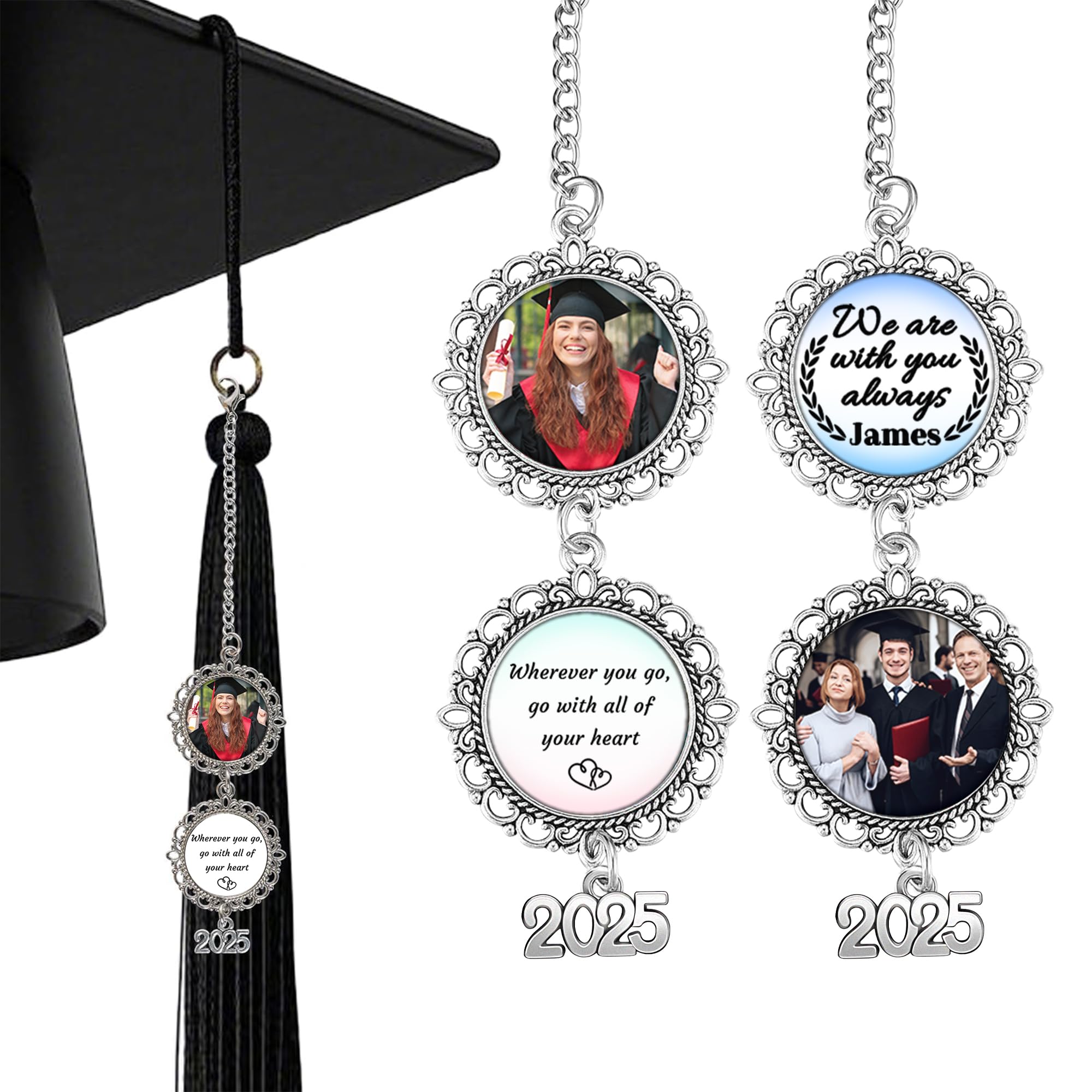 Graduation Gift for Daughter Son Personalized Photo Tassel Charms for Graduation Cap Custom College Graduation Cap Pendant