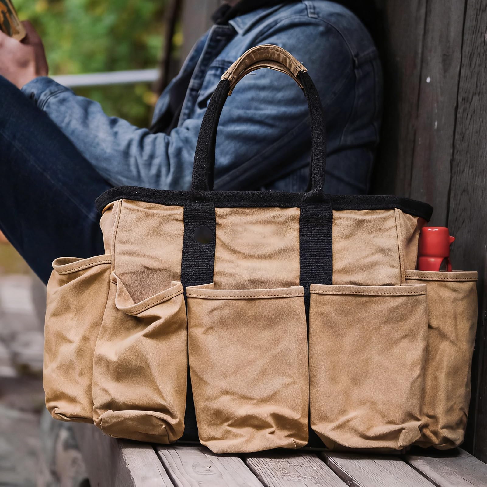 Borsa da Giardino Tela Spessa E Resistente Multiuso Per Forniture | Porta Attrezzi Da Giardino Per Uomini Giardinaggio All'Aperto Lavoro Campeggio Costruzione Piantumazione Trasporto