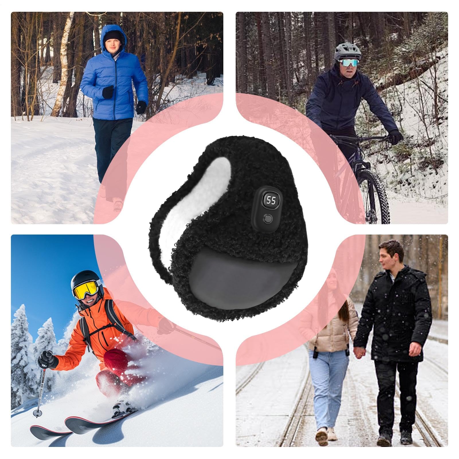 Orejeras para correr para hombres de invierno, calentadores de oídos con calefacción, Orejeras Térmicas Con Forro Polar De 3 Modos De Temperatura Para Mujer Invierno, plegables con apagado au
