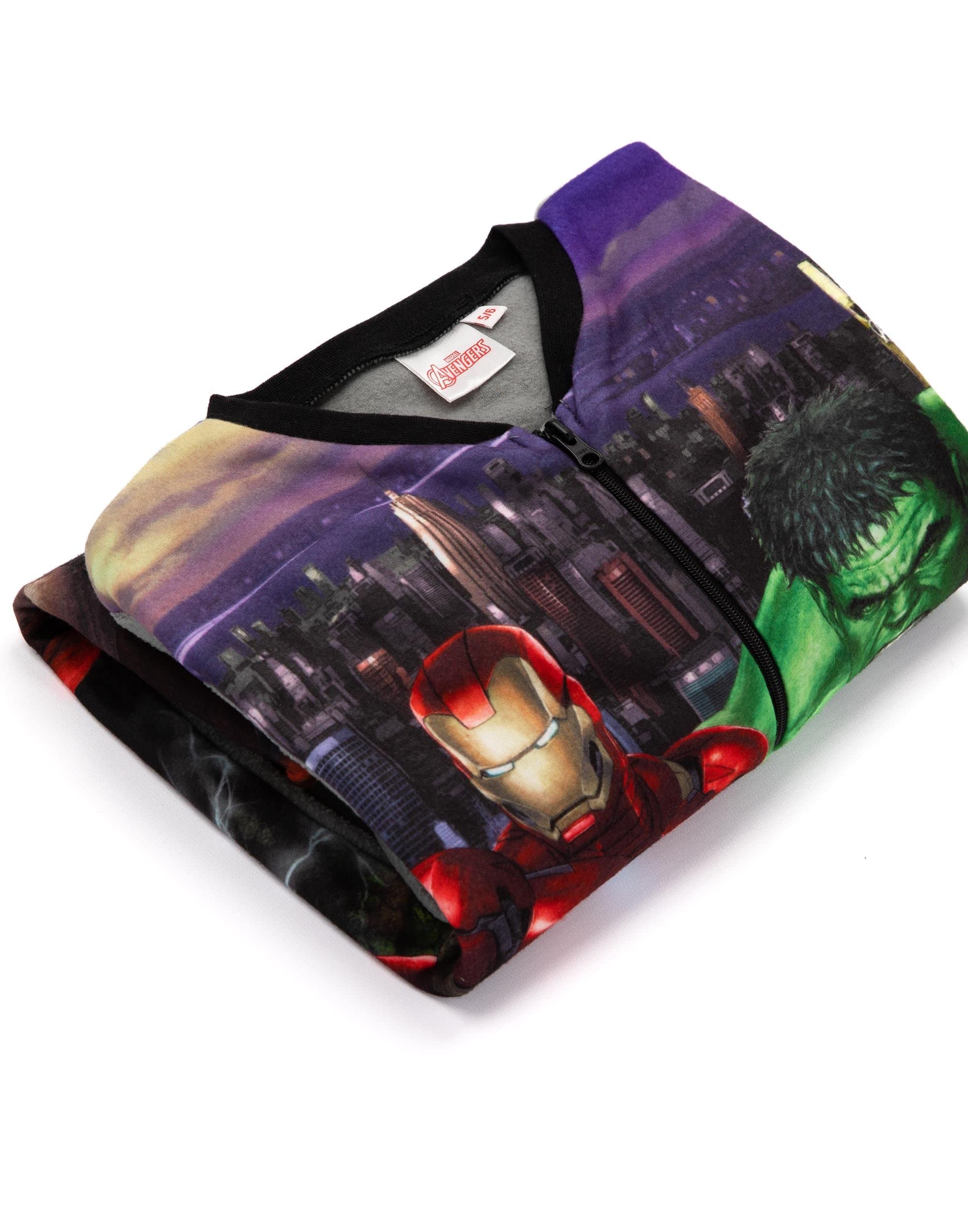 Marvel Avengers Tutina Grigia per Ragazzi | Abbigliamento da casa in Pile Tutto in Uno | Pigiama per Bambini Pigiama Pigiama da Notte | Iron Man Hulk Thor Capitan America | Merce Regalo Accogliente