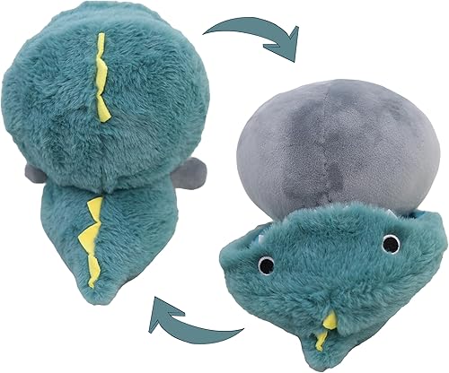 Miniatura 5 de Animal de peluche de pingüino vestido con disfraz de dinosaurio esponjoso, juguetes de peluche de pingüino con traje de dinosaurio verde mullido con