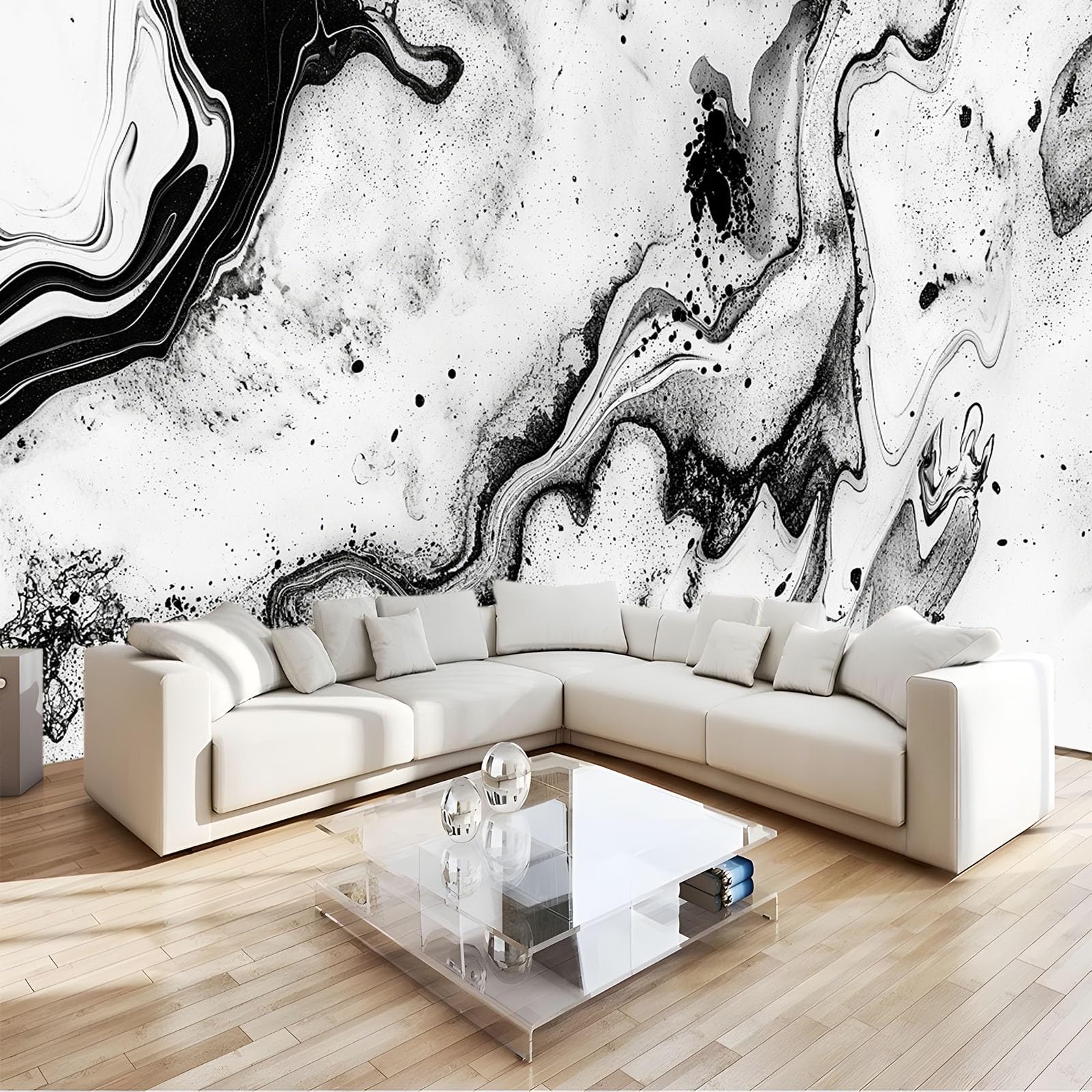 Papier peint 350x256 cm abstrait gris pour sublimer le mur de votre chambre