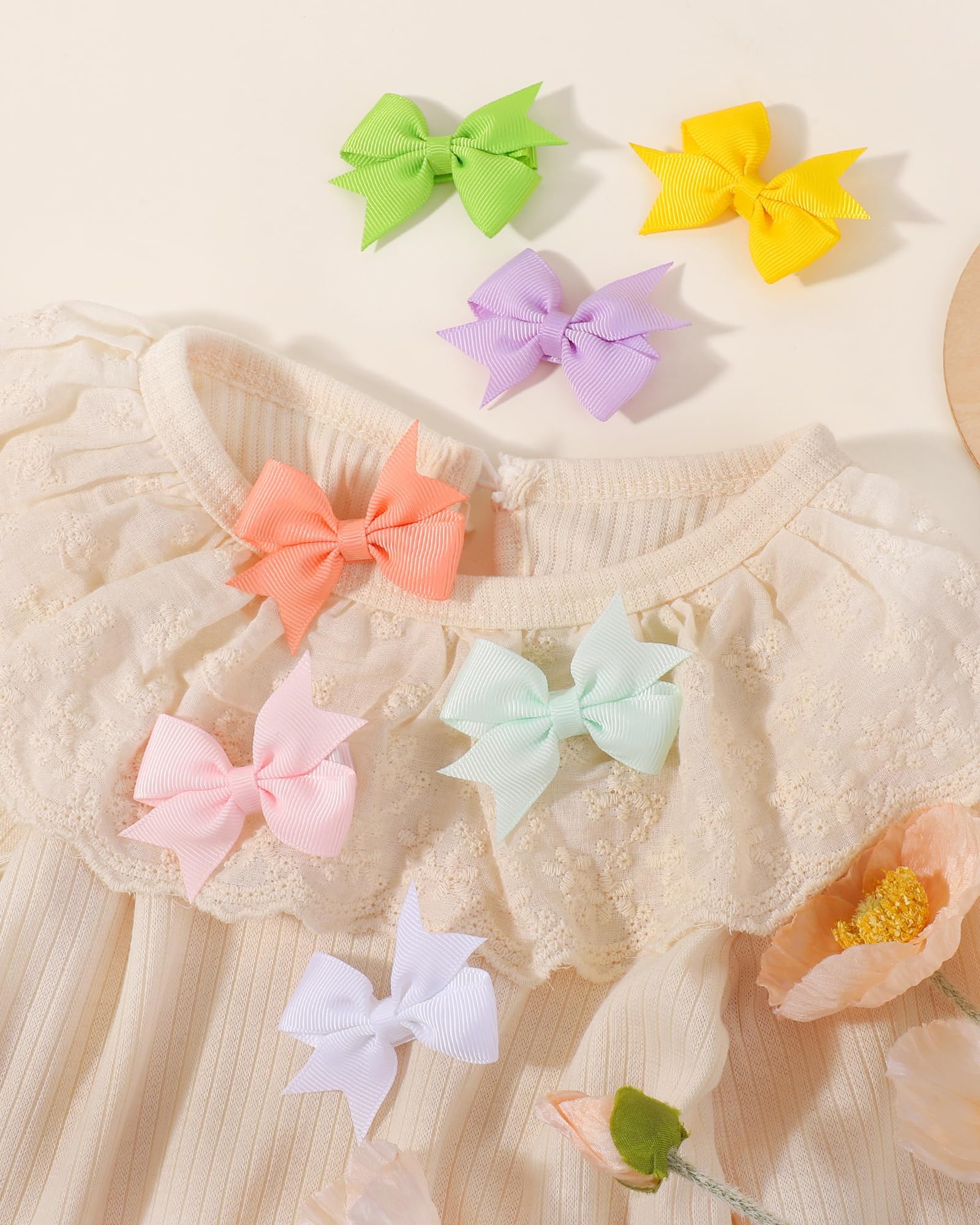 50 Pièces 2 pouces Barrettes cheveux filles Arcs Entièrement Doublé Grosgrain Boutique Ruban Solide Mini Arcs Accessoire Cheveux Fille pour Enfant Tout-Petits