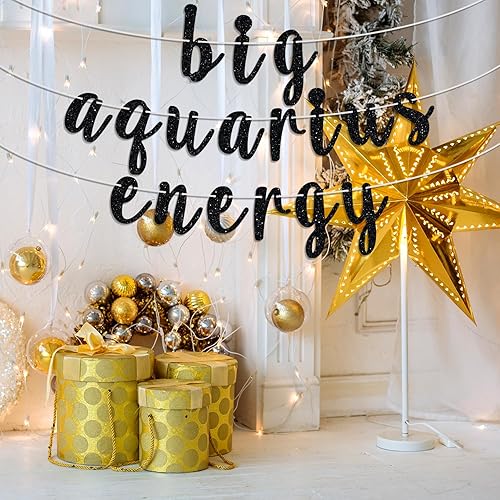 Miniatura 4 de Big Aquarius - Cartel de energía de Acuario, letrero de feliz cumpleaños con temática del zodiaco de 12 constelaciones, suministros de decoración de