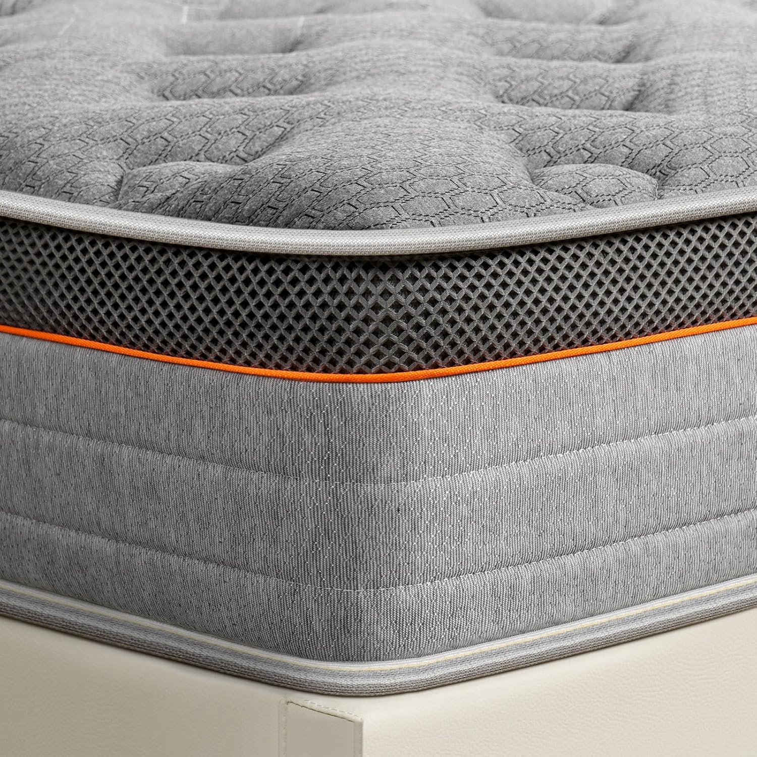 Good Nite King Size Mattress Pocket Springs 5FT 10 Inch Hybrid Medium Firm Bed 150x200x25cm with 9-Zone Support Reinforced Edges Breathable Grey Knit Fabric Mattress in a Box image 1