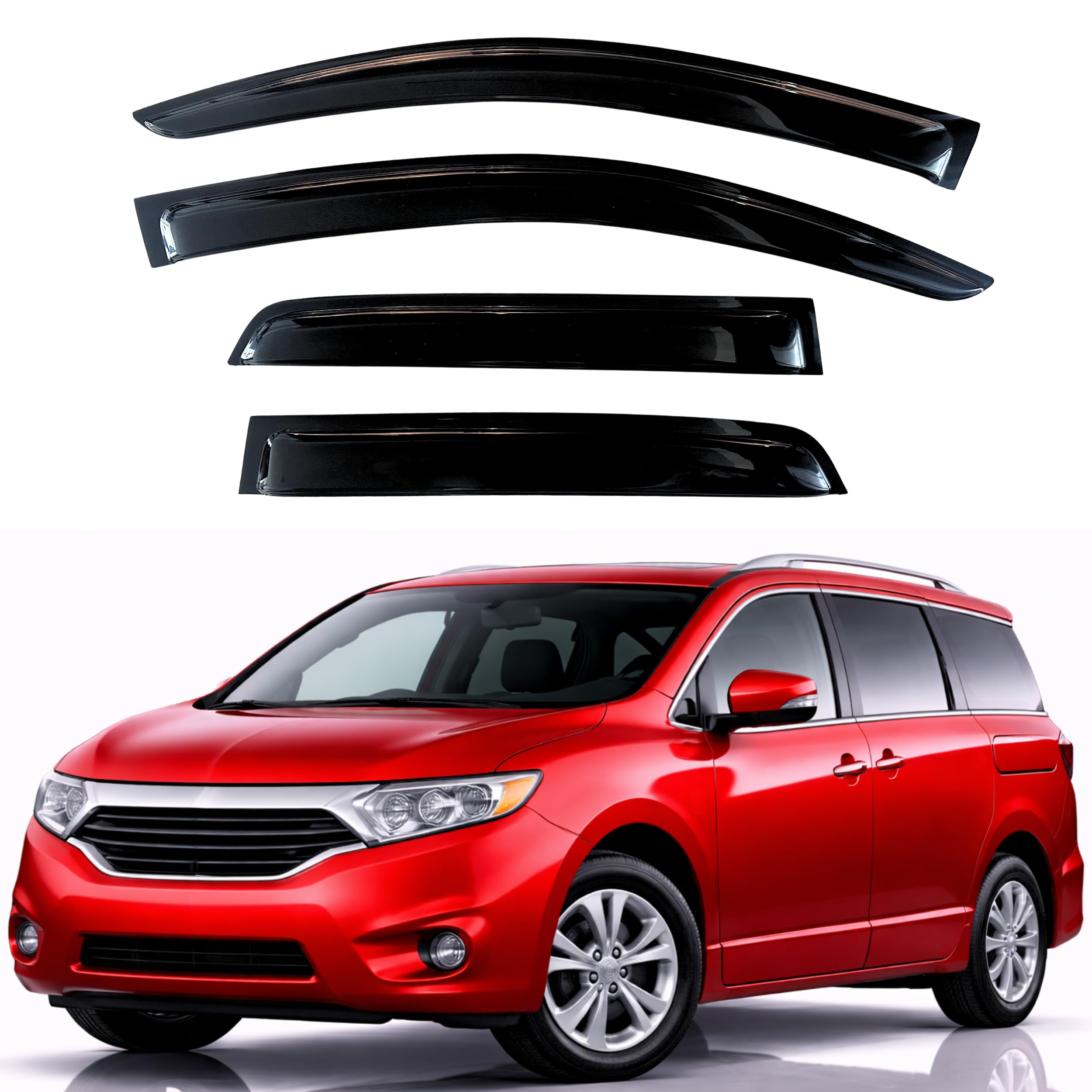 KPY Rain Guards Fit for 2011-2017 Nissan Quest, Out-Channel Window Visors Vent Wind Deflectors 4PC, Car Accessories for 11-17 Quest