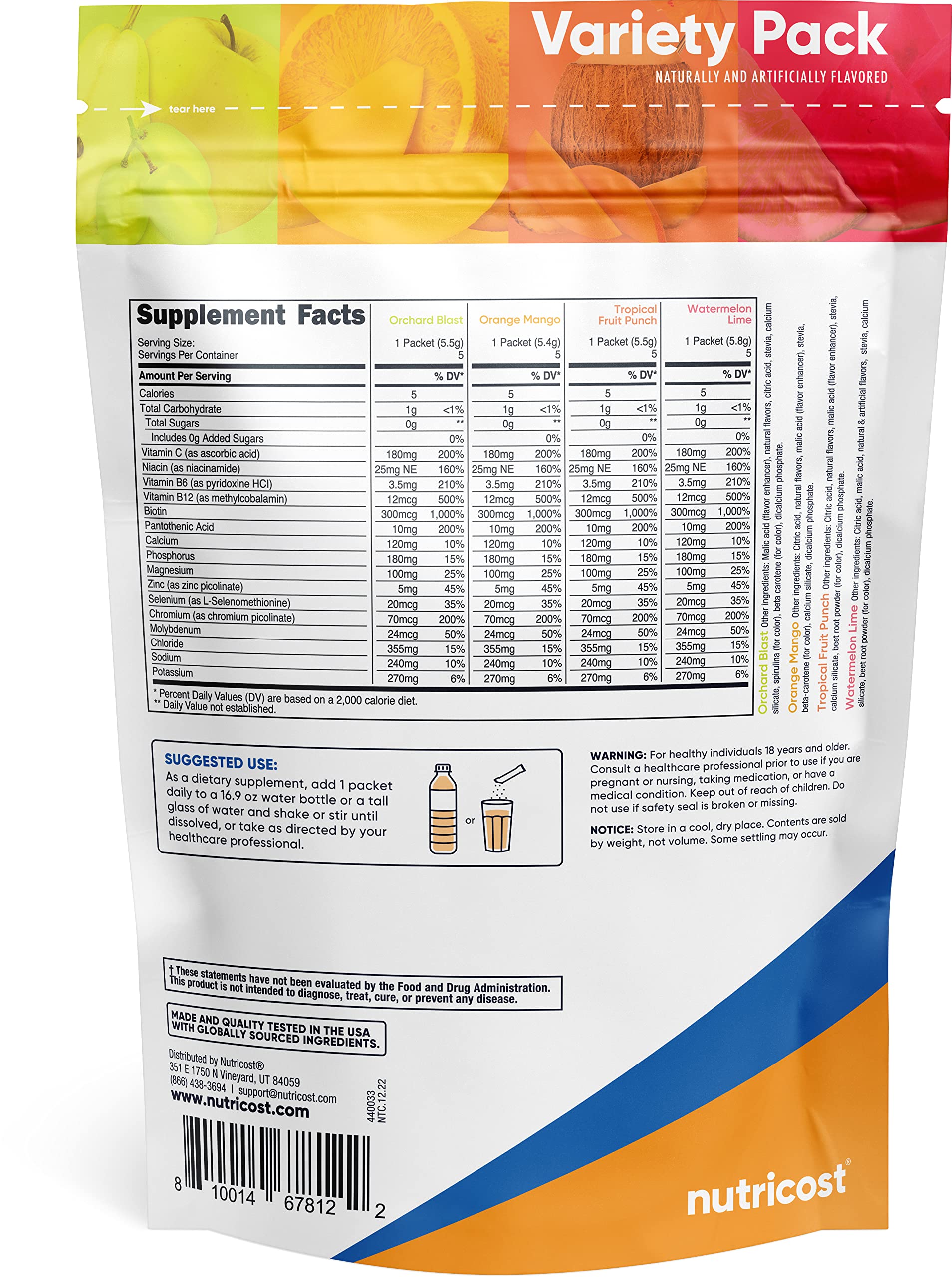 Buy Nutricost Electrolytes Powder Hydration Packets (Variety Pack, 20