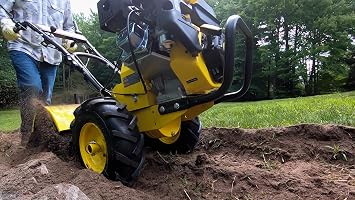 Champion Power Equipment 19-Inch Counter Rotating Rear Tine Tiller with Self-Propelled Agricultural Tires
