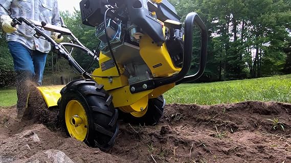 Champion Power Equipment 19-Inch Counter Rotating Rear Tine Tiller with Self-Propelled Agricultural Tires