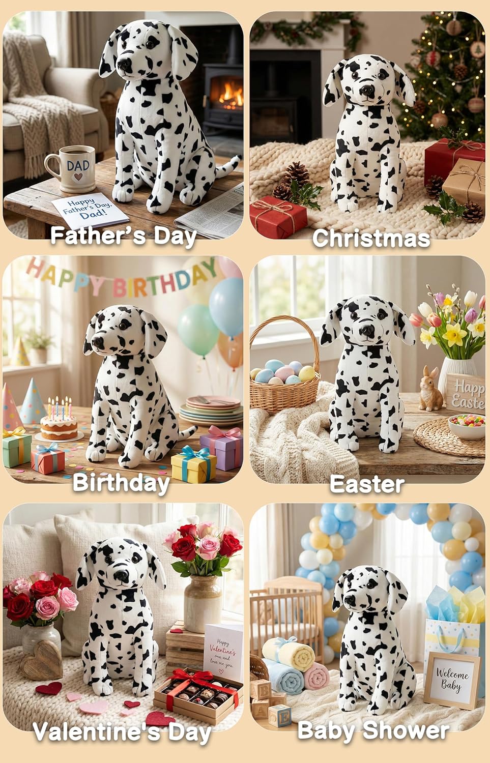 WEIGEDU Dalmatian Stuffed Animals, Stuffed Dalmatian, Stuffed Puppy Dog Plush Toys for Boy Girl Kids Birthday, 12 inches