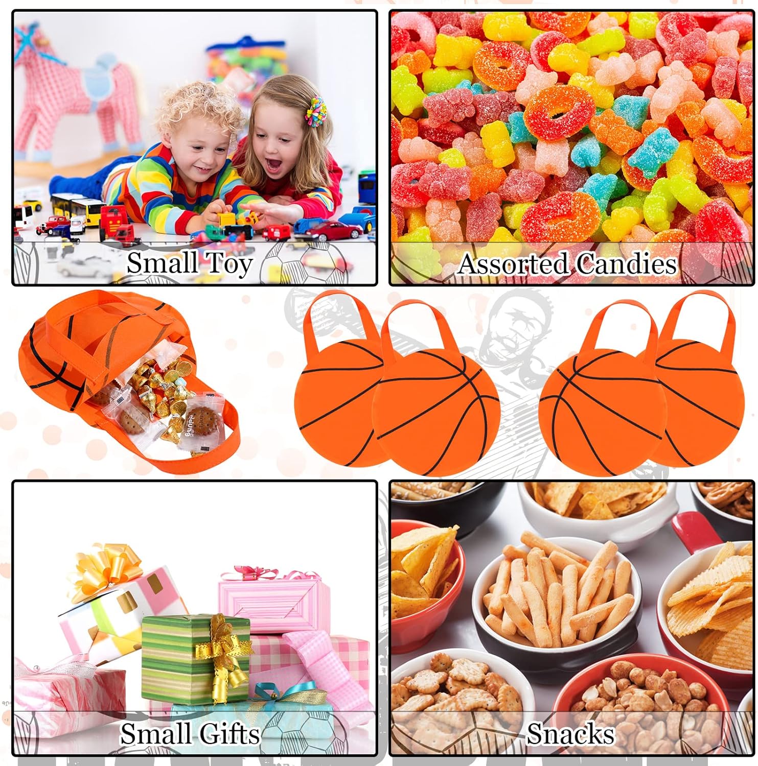Shihanee 24 Pcs Basketball Goodie Bags Basketball Gift Treat Candy Bags with Handle Sports Theme Party Gift Handbags for Sport Theme Party Decorations Supplies - Image 5
