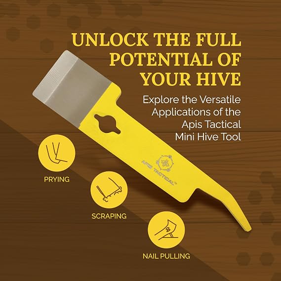 Mini Hive Tool - Flat 3mm Thick Heat Treated Stainless Steel for Durability & Strength - Beekeeper Tools for Prying, Lifting & Scraping - Beekeeping Supplies
