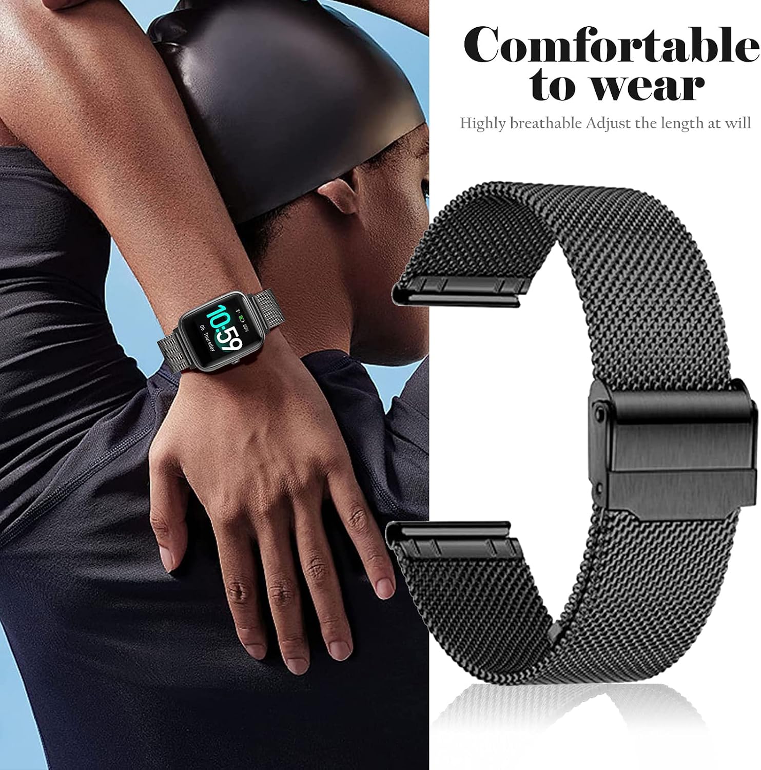 Harikiri 19mm Metal Band Compatible with Veryfitpro ID205L GRV FC1 image 5
