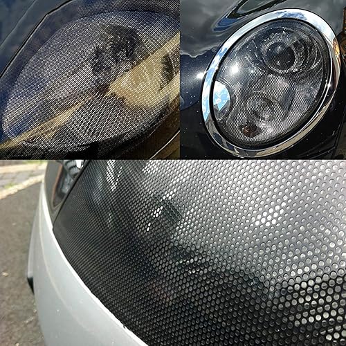 Miniatura 10 de LKXHarleya Rollo de película de vinilo perforado para ventana, color blanco, unidireccional, para privacidad, autoadhesivo, para faros delanteros,