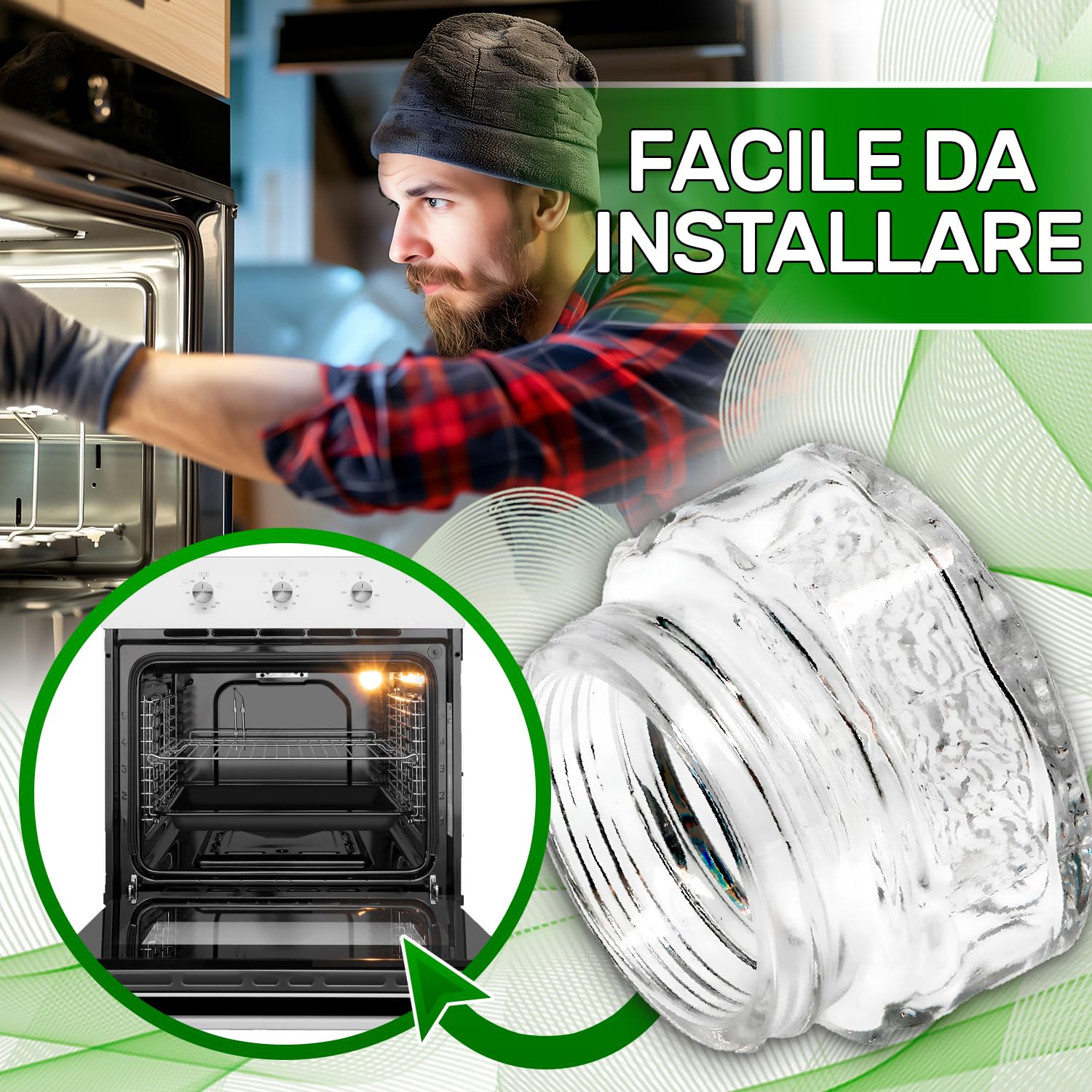 Coprilampadina In Vetro Del Forno Whirlpool. Numero del ricambio 481010646361