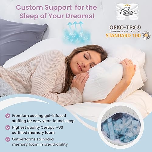 Miniatura 5 de Wife Pillow - Espuma viscoelástica triturada refrescante, bolsa extra de relleno de 1 libra, gel de hielo de primera calidad mezclado con relleno de