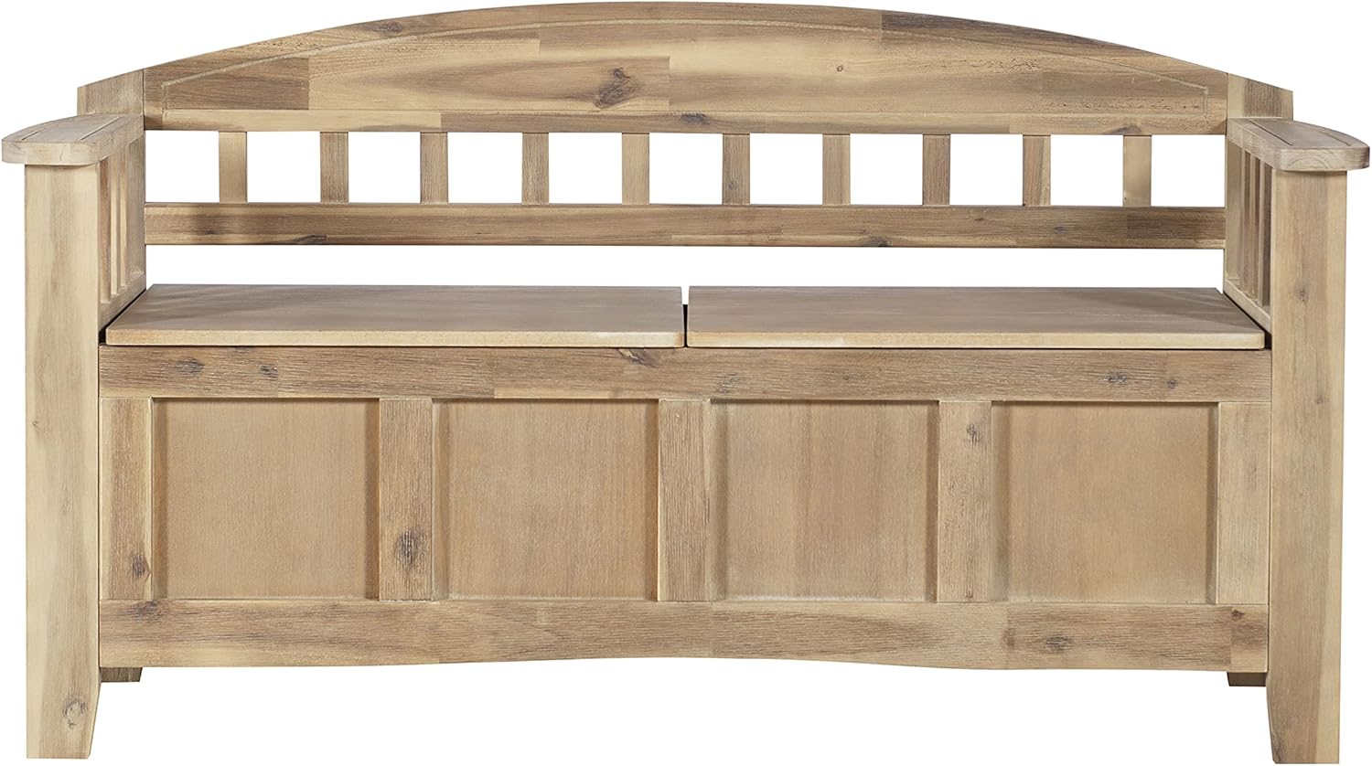 Linon Frankie Natural Wood Washed Storage Bench