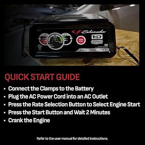 Miniatura 3 de Schumacher Electric Cargador de batería de coche de 6 A y arrancador de motor de 80 A, solución 4 en 1, mantenedor, impulso de 20 A, para baterías