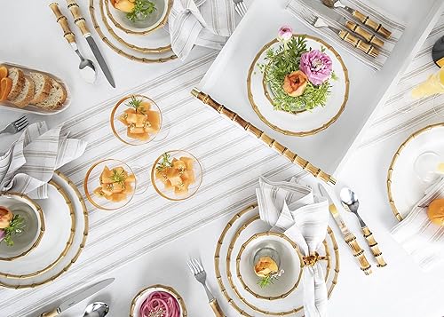 Miniatura 3 de Solino Home Camino de mesa de lino a rayas de 108 pulgadas de largo, 100% lino puro de 14 x 108 pulgadas, camino de mesa extra largo de 14 x 108