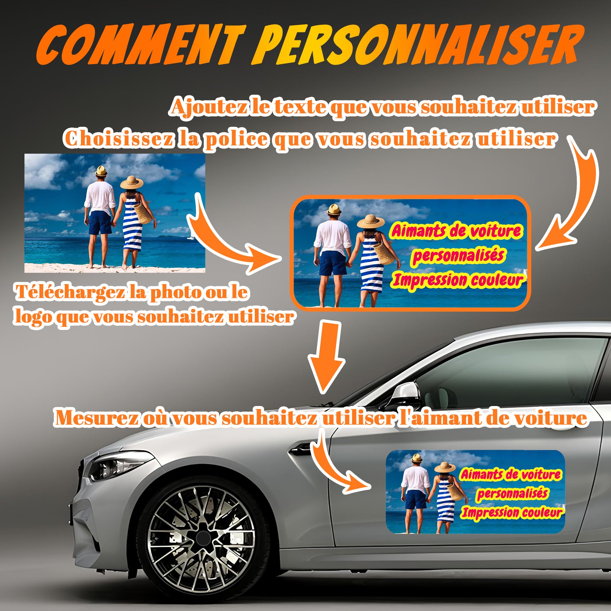 Autocollants magnétiques personnalisés, Panneau magnétique pour Voiture, avec Texte et Photo personnalisés, Alternative aux Autocollants de Voiture et à Ventouse.