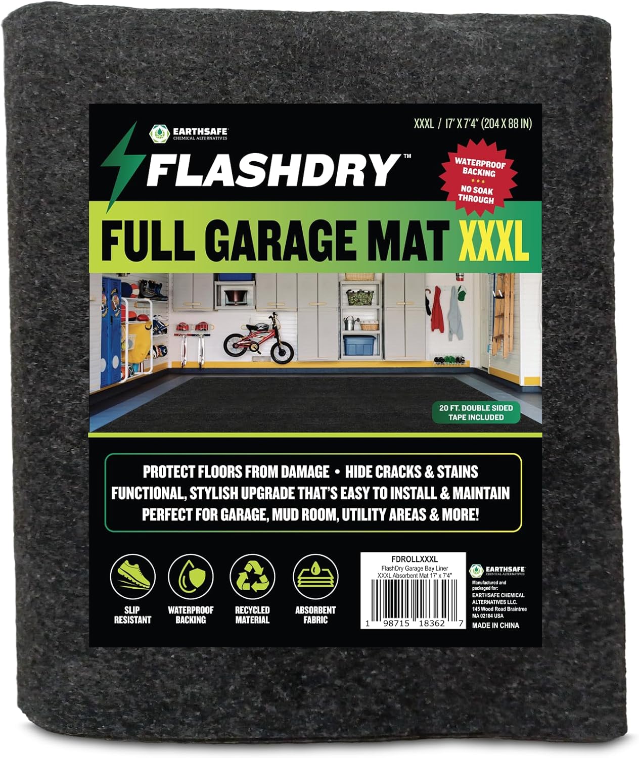 FLASHDRY Garage Floor Mat 60"x72" - Extra Large Waterproof Oil Spill Mat Under Car - Durable Absorbent Garage Rug Protects Floors from Spills, Oil Leaks, Tire Marks - Easy Clean, Customizable