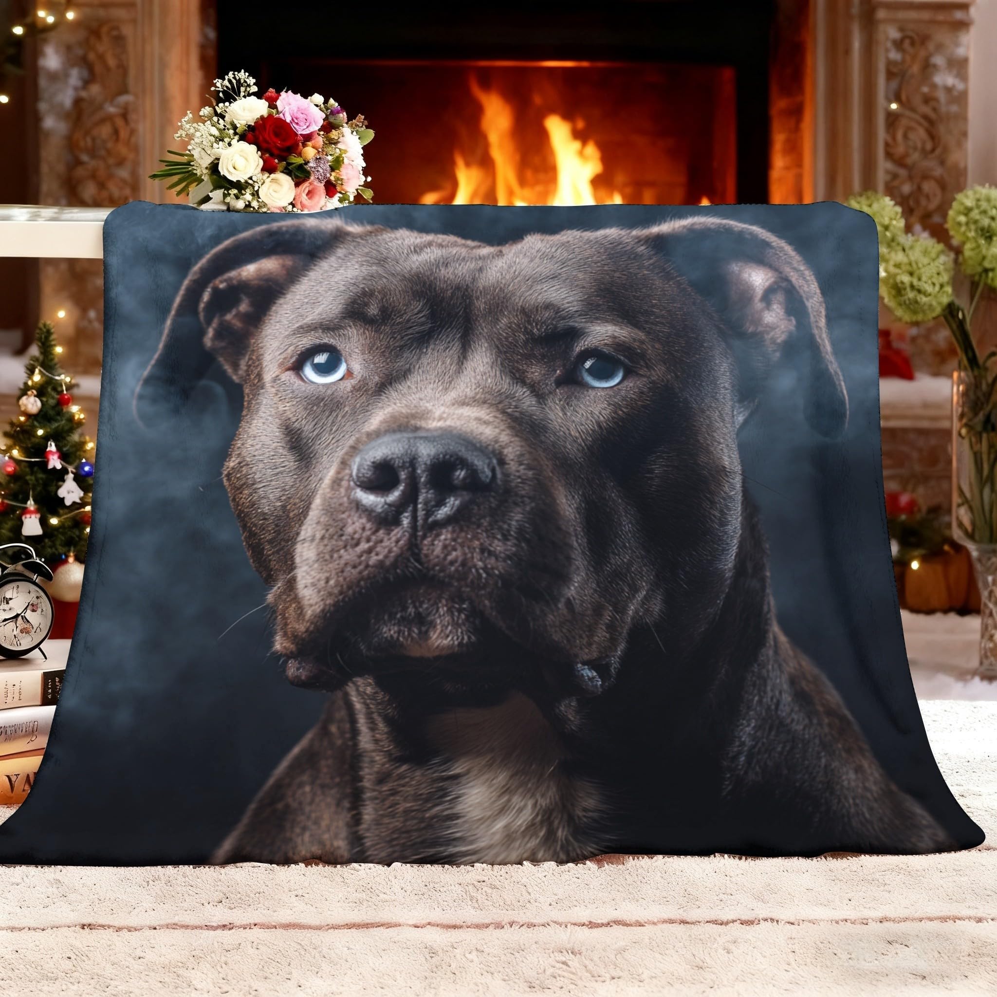 Couverture polaire ultra douce American Bully plaid chaud léger lit canapé 150x200 cm