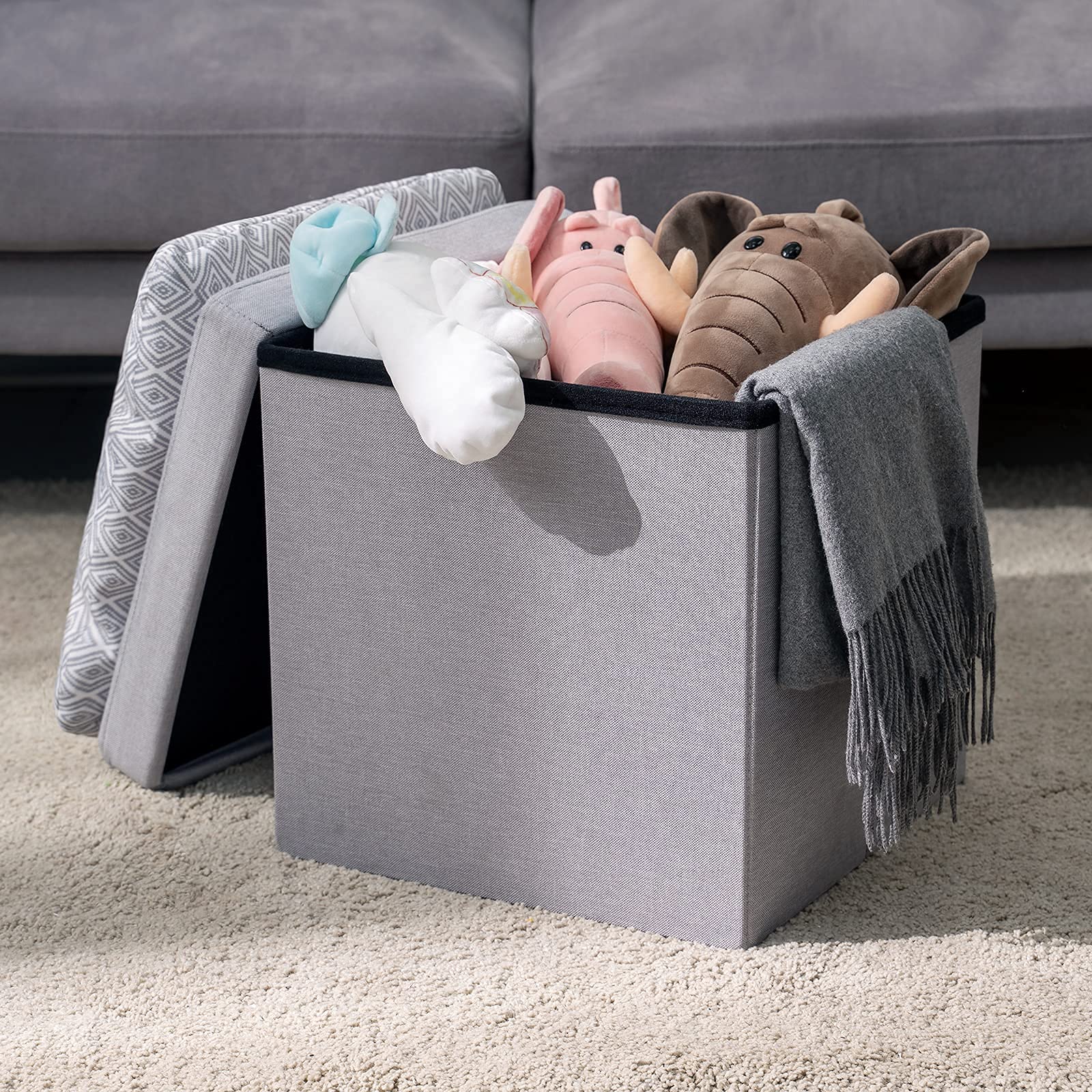 Buy Rolife Folding Storage Ottoman Cube, Footrest Stool with Lid