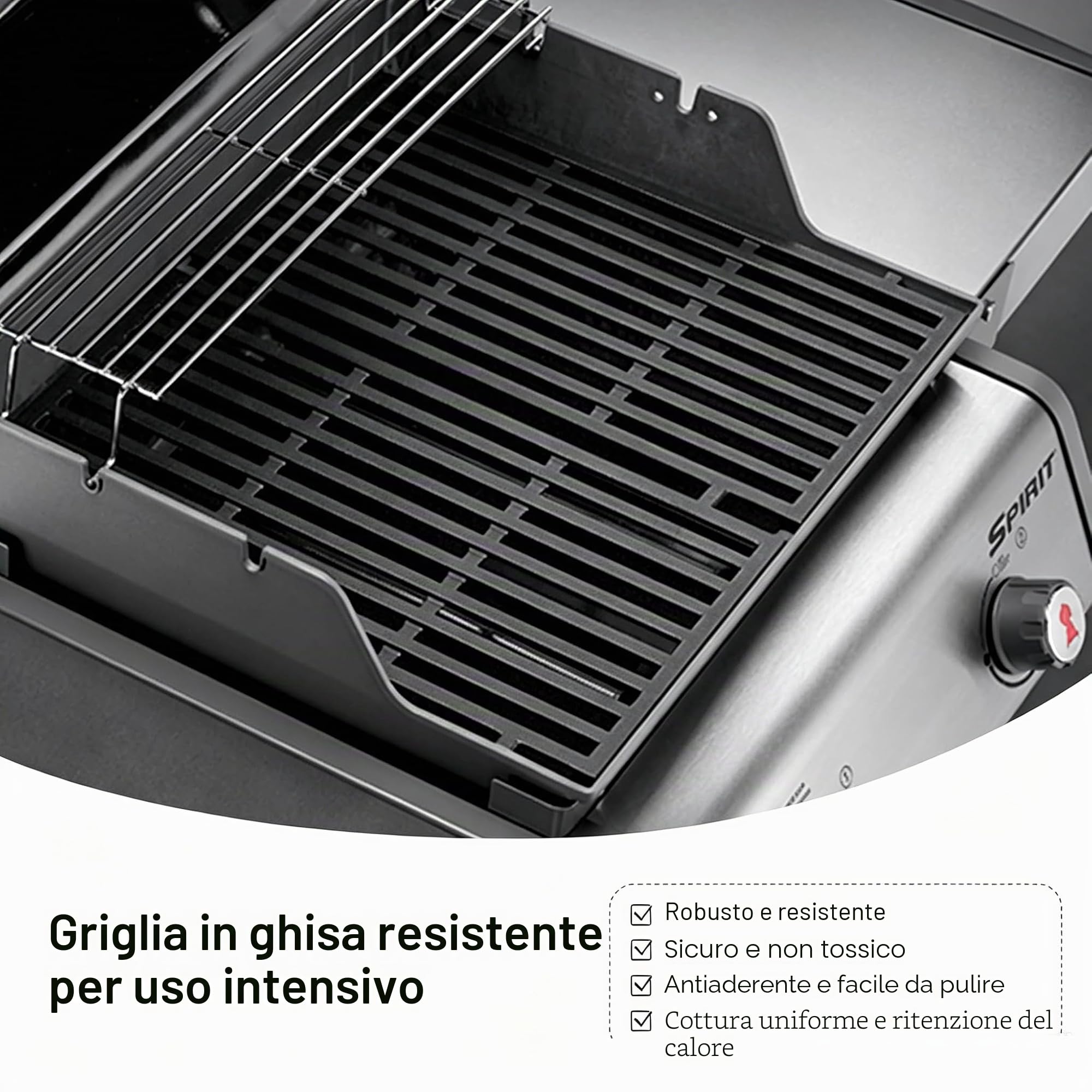 Griglia da 44,5 cm per Weber Spirit I & II 200 210 (Pulsanti Anteriori) E210 E220 S210 S220, Ricambio per Weber 7637 in Ghisa