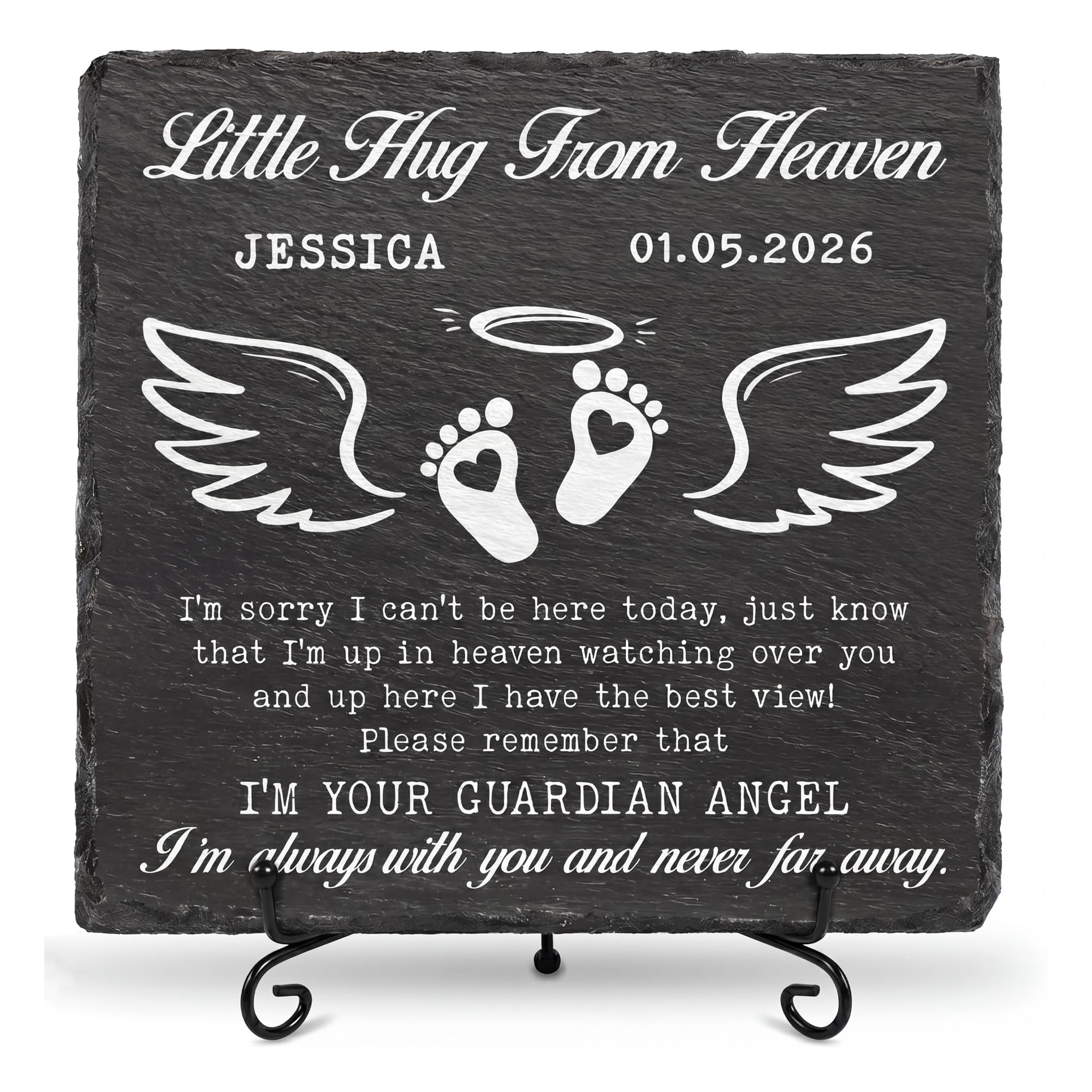 Hyturtle Personalized Angel Baby Memorial Stone Slate, Memorial Plaque Sympathy Gifts for Loss of Loved One, Miscarriage Memorial, Baby Memorial,