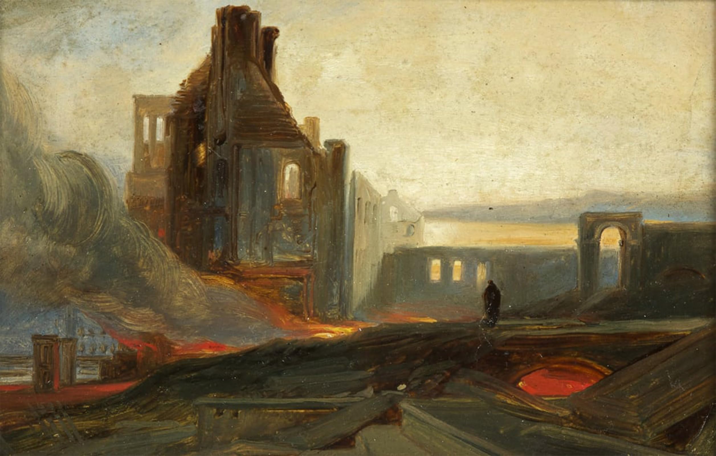 ARTXLXXBN Famous Art Print Poster Vintage Wall Art Bristol Riots Ruins of Warehouses Instreet by William Muller Canvas Art Poster for Home Decor 60x90cm