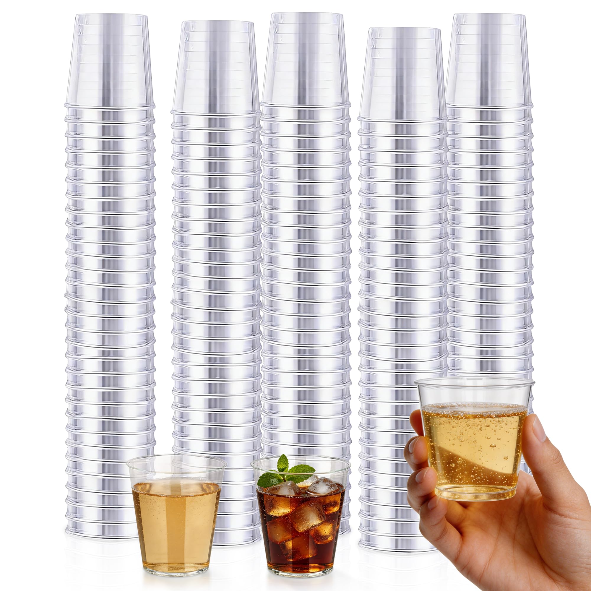 500 Pack 1oz Plastic Shot Glasses - Crystal Clear, Reusable & Durable Mini Cups for Large Parties, Bulk Events, Wedding & Catering Supplies, Jello Shots, Tasting, Hotels and Corporate Functions