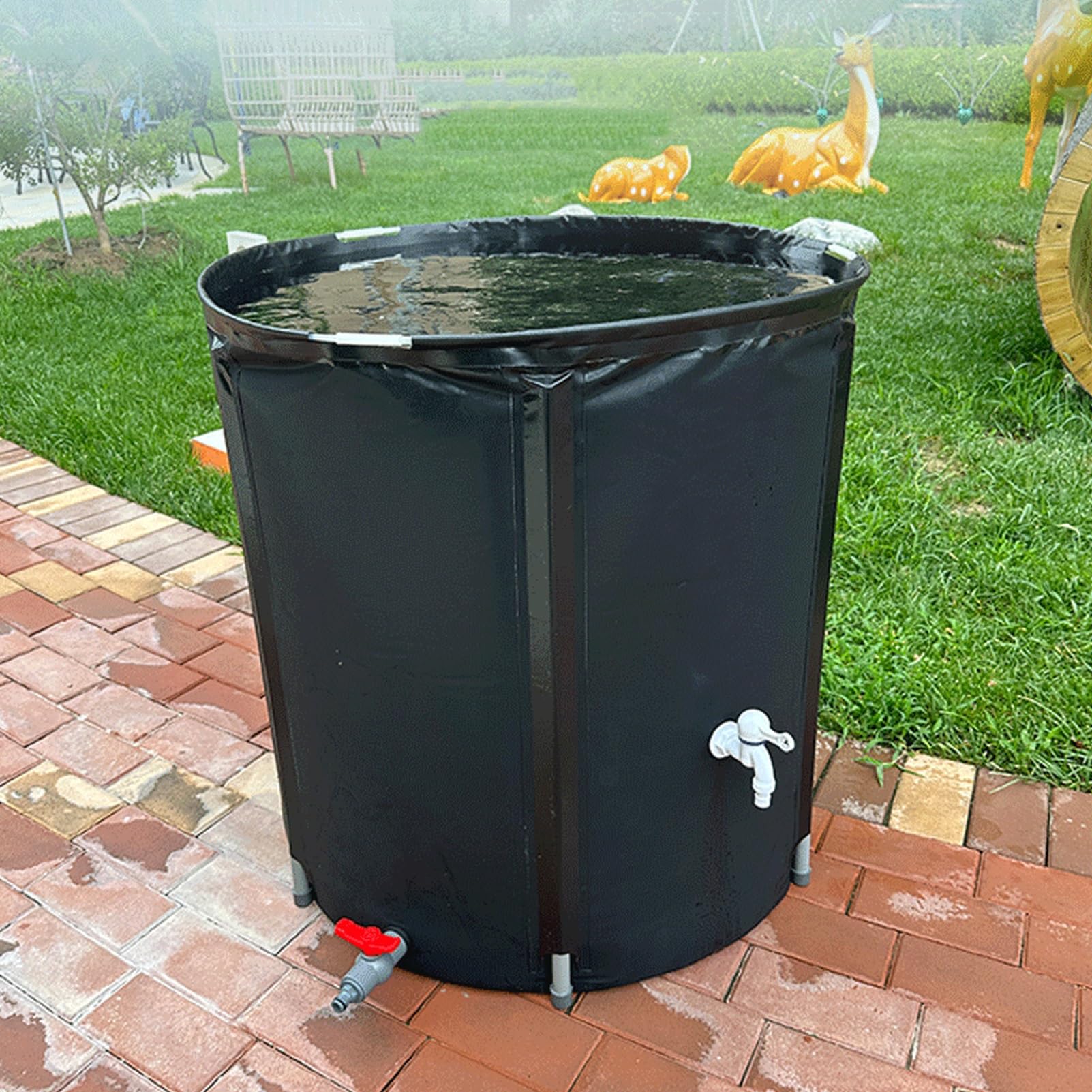 Barril de lluvia plegable Tanque de agua de gran capacidad Contenedor de almacenamiento Colector de agua de lluvia para jardín con tubería de agua de 2,5 m para almacenamiento de agua (Size :