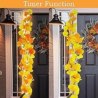 Vista 7 de 1.8M 6FT Lighted Fall Garland Battery Operated Fall Vine Garland with Lights Timer & 100 LEDs & 8 Flashing Lights for Autumn Home Mantel Fireplace