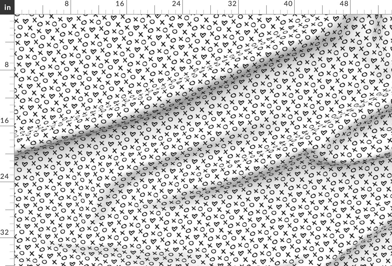 Spoonflower Fabric - Black White Tiny Heart Monochrome Cross Minimalistic Scandinavian Printed on Upholstery Velvet Fabric Fat Quarter - Upholstery Home Decor Bottomweight Apparel