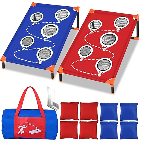 NZQXJXZ Portable Cornhole Board Set with 8 Bean Bags Corn