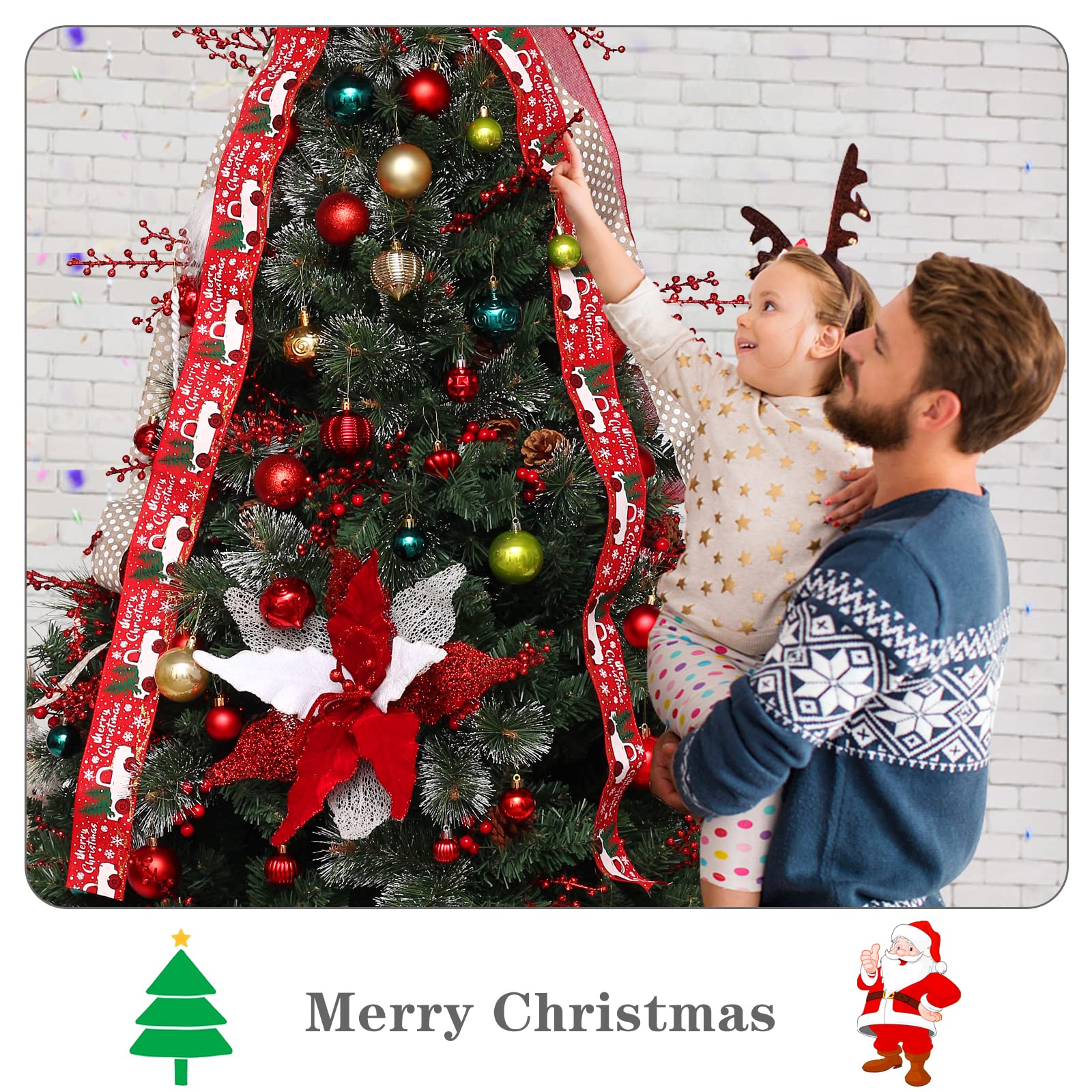Adornos de bola de Navidad, paquete de 52 bolas de árbol de Navidad inastillables para guirnalda de corona de Navidad, decoración de fiesta de boda