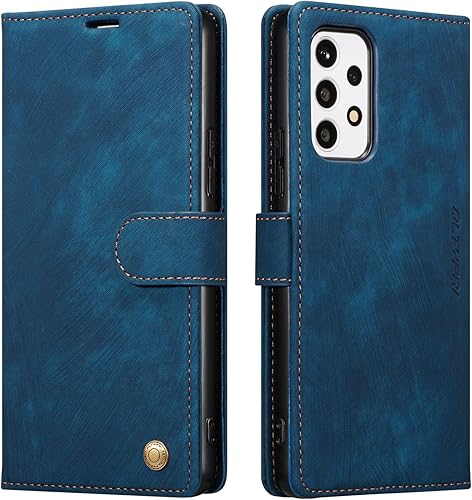 QLTYPRI Funda para Samsung Galaxy A53, funda de piel sintética con cierre magnético, soporte para tarjetero, función atril, funda protectora a
