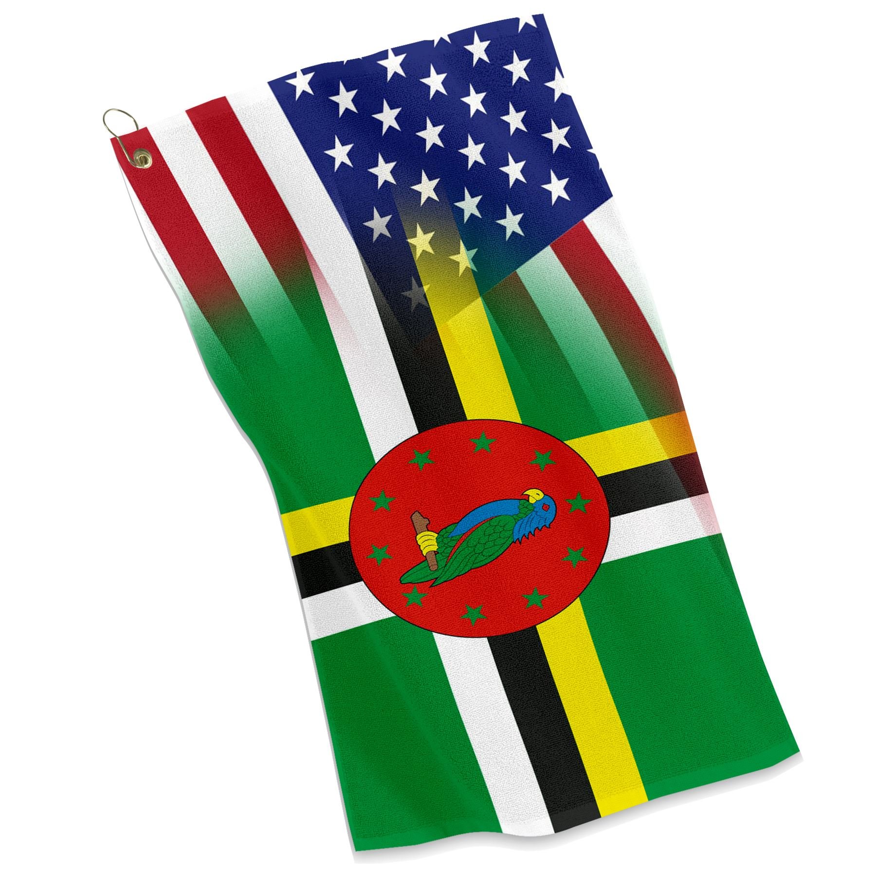 ExpressItBest Golf/Sports Towel - Flag of Dominica & USA - Dominicand