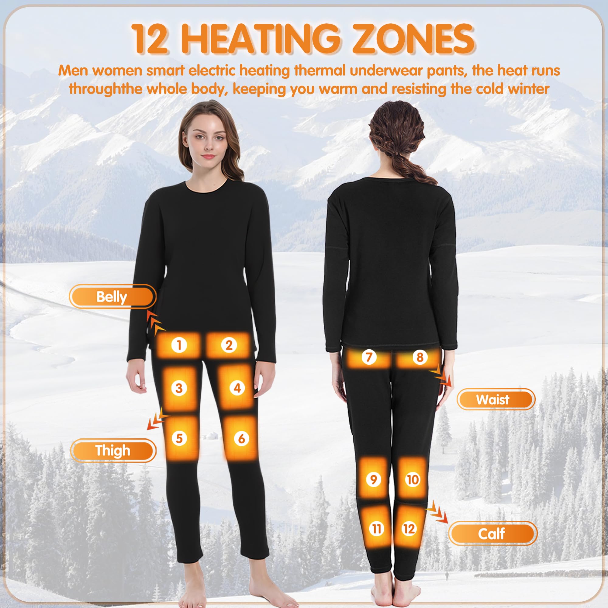 Pantalones térmicos eléctricos para Mujer, con 12 Zonas de Calentamiento y Forro Polar, para Caza y esquí.