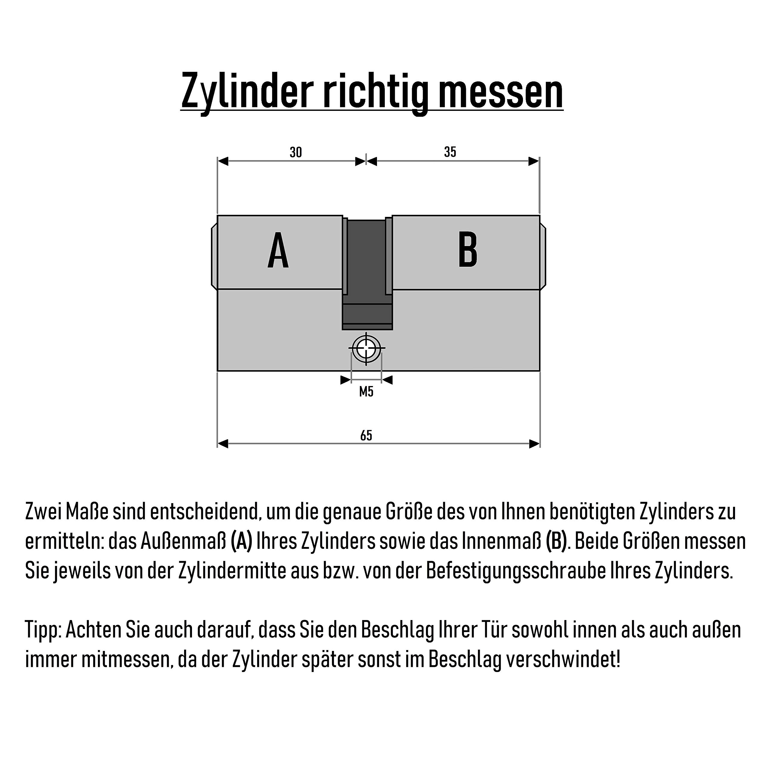 6x Profilzylinder 65 mm 30/35 gleichschließend inkl. 30 Schlüssel