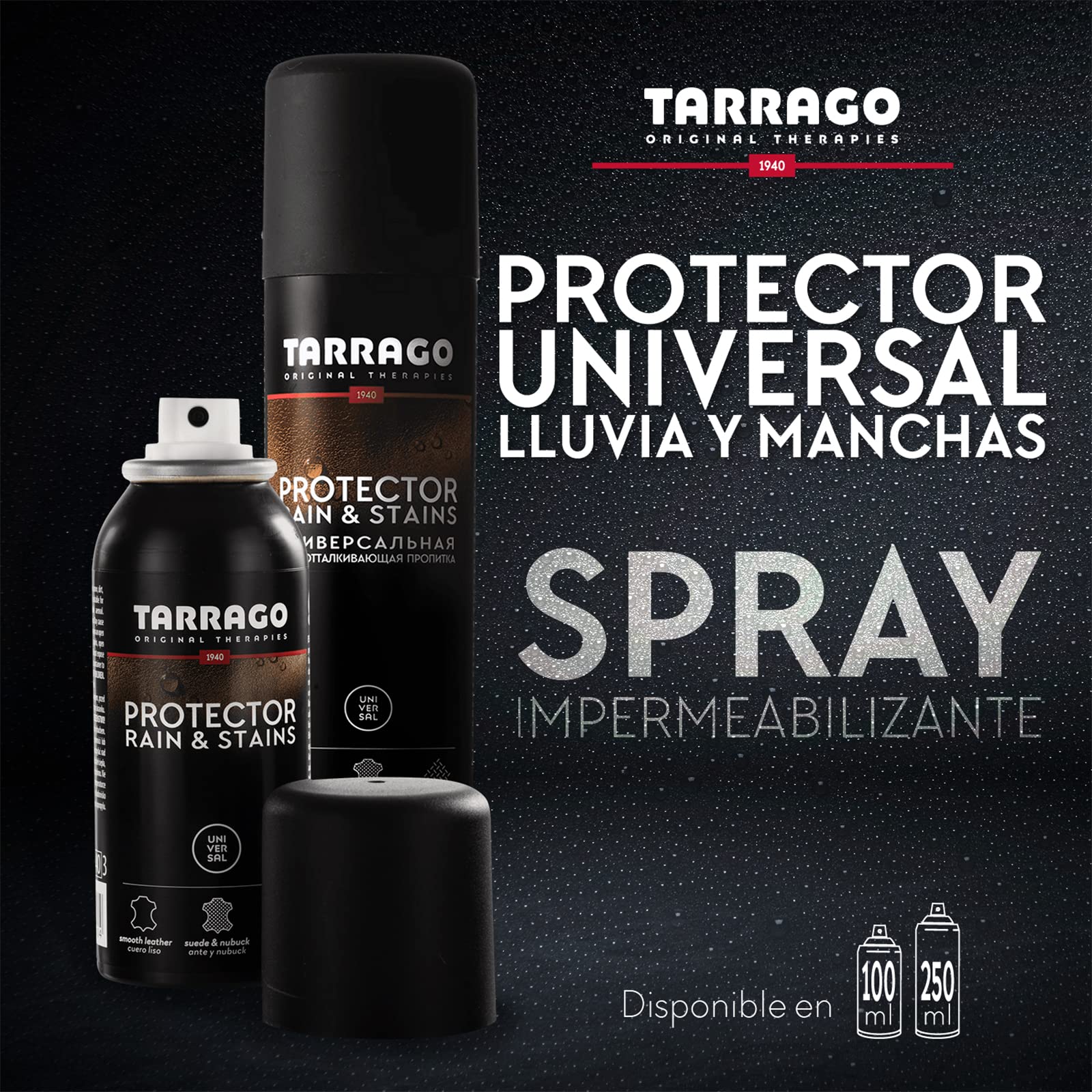 Tarrago Protector Universal 100 ml – Spray Impermeabilizante Invisible para Calzado y Prendas | Cuero, Ante, Nobuck y Textiles | Repele Agua y Suciedad | Mantiene la Transpirabilidad | Incoloro