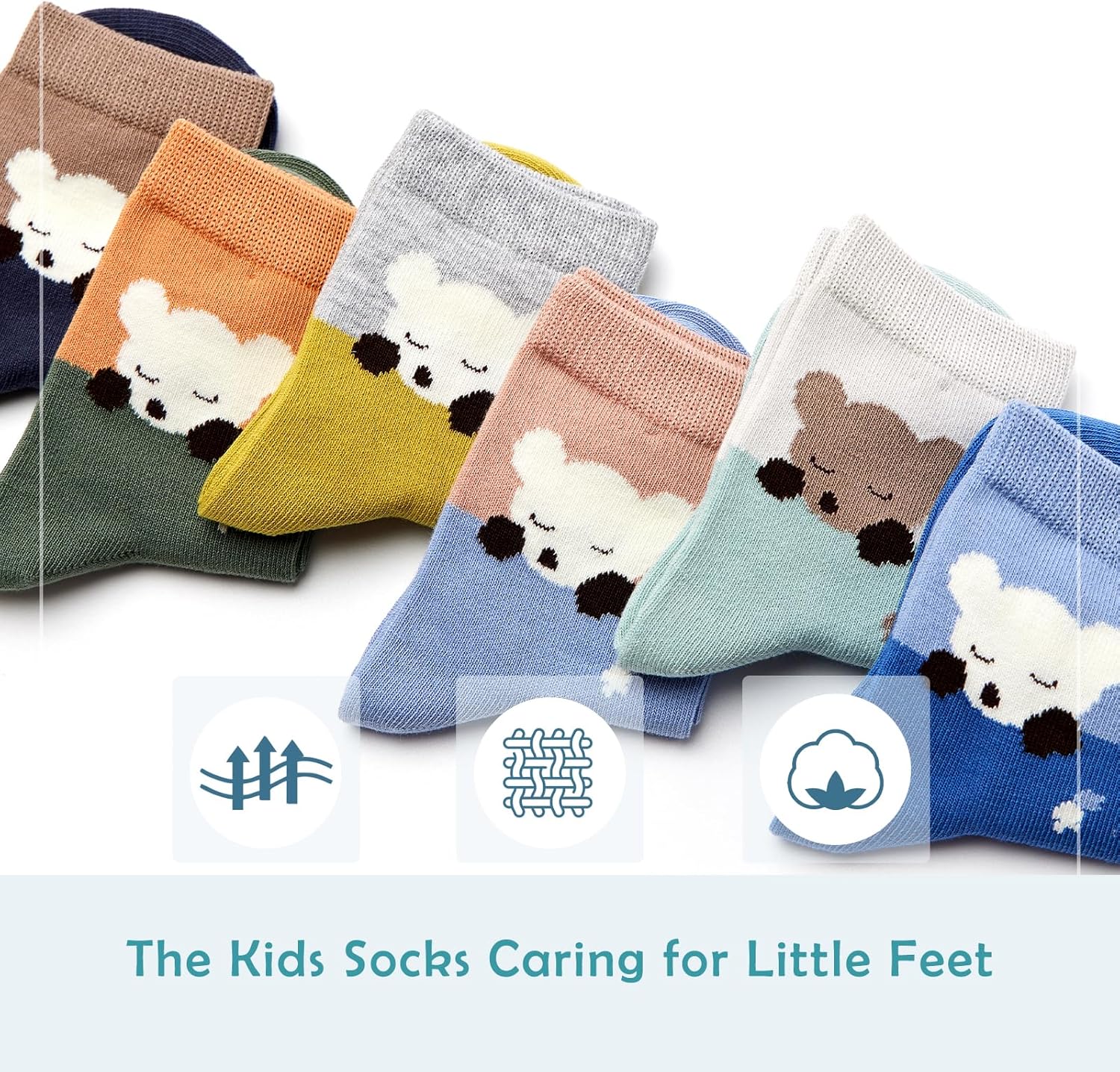 Boys Seamless Toe Socks Kids Cotton Crew Socks Colorful Quarter Socks - Image 5