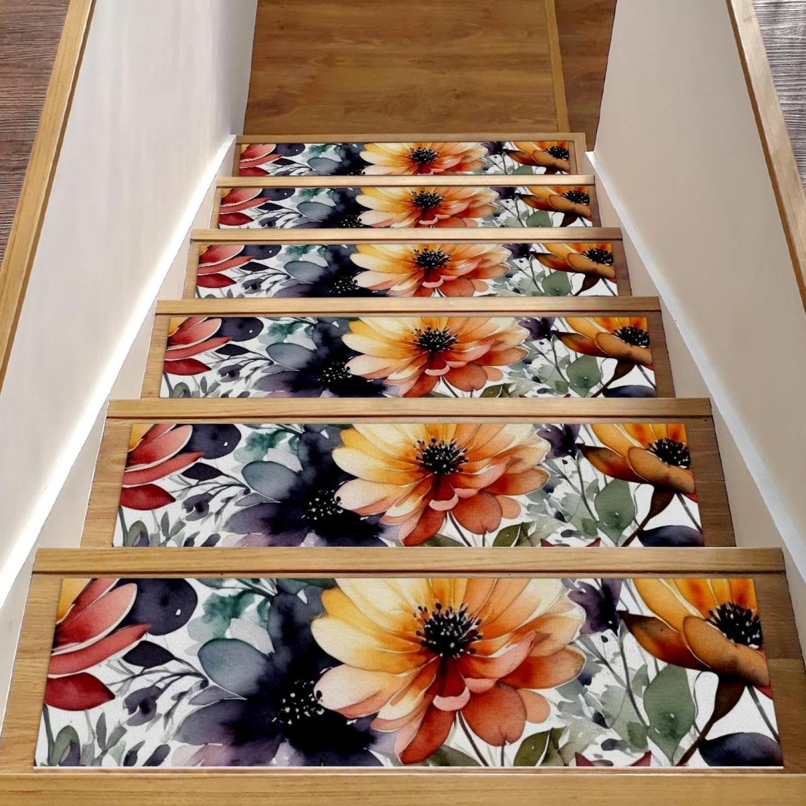 Alfombra de flores antideslizante CHENZZZZ para escaleras: fin a los resbalones en peldaños