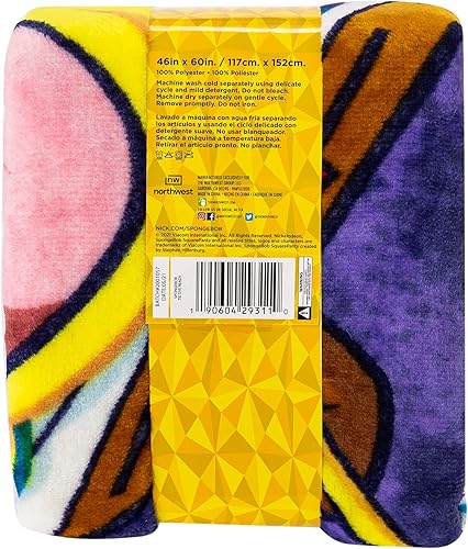 Vista 3 de Northwest Spongebob Squarepants Manta de Toque Sedoso, 46" x 60", Lista para Teñido Anudado Listo para teñido anudado