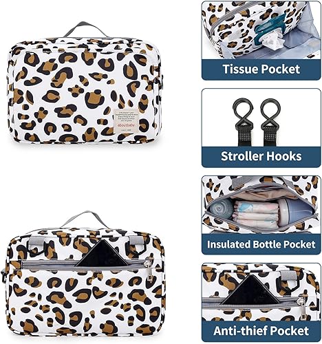 Miniatura 2 de Mini bolsa de pañales antideslizante para cochecito, organizador de pañales para pañales con bolsillo aislado, correas de cochecito y correa de