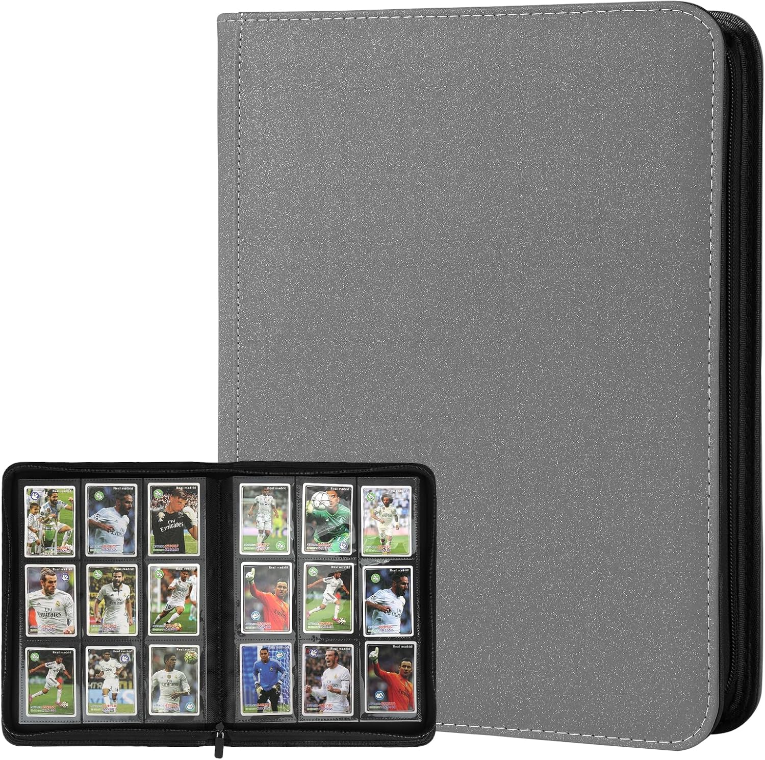 Trading Card Binder 9 Pocket, GERMUN PU Cover Card Binder for 540 Cards, Premium Trading Card Collection Binder, Double Sided Pocket Card Album for MTG, TCG (Grey)