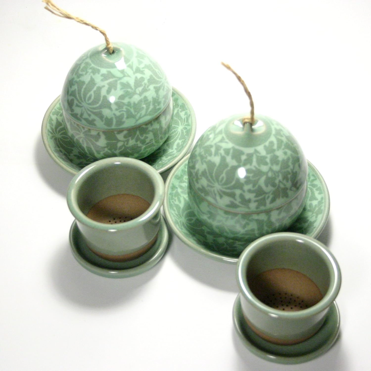 Korean Celadon Infuser Cup Set - Stoneware - Infuser Teacup - Set of 2