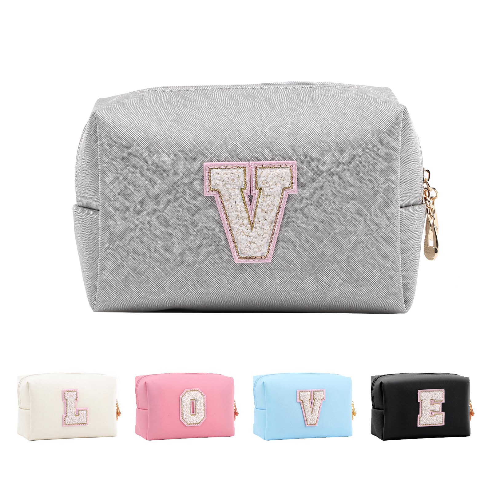 Bolsa de Maquillaje, Bolsa de Cosméticos Impermeable de Viaje, PU Cuero, Neceser de Baño, Bolsa De Aseo Y Almacenamiento para Mujer,Cosas Preppy para niñas Adolescentes (Letra A-Z) — view 244