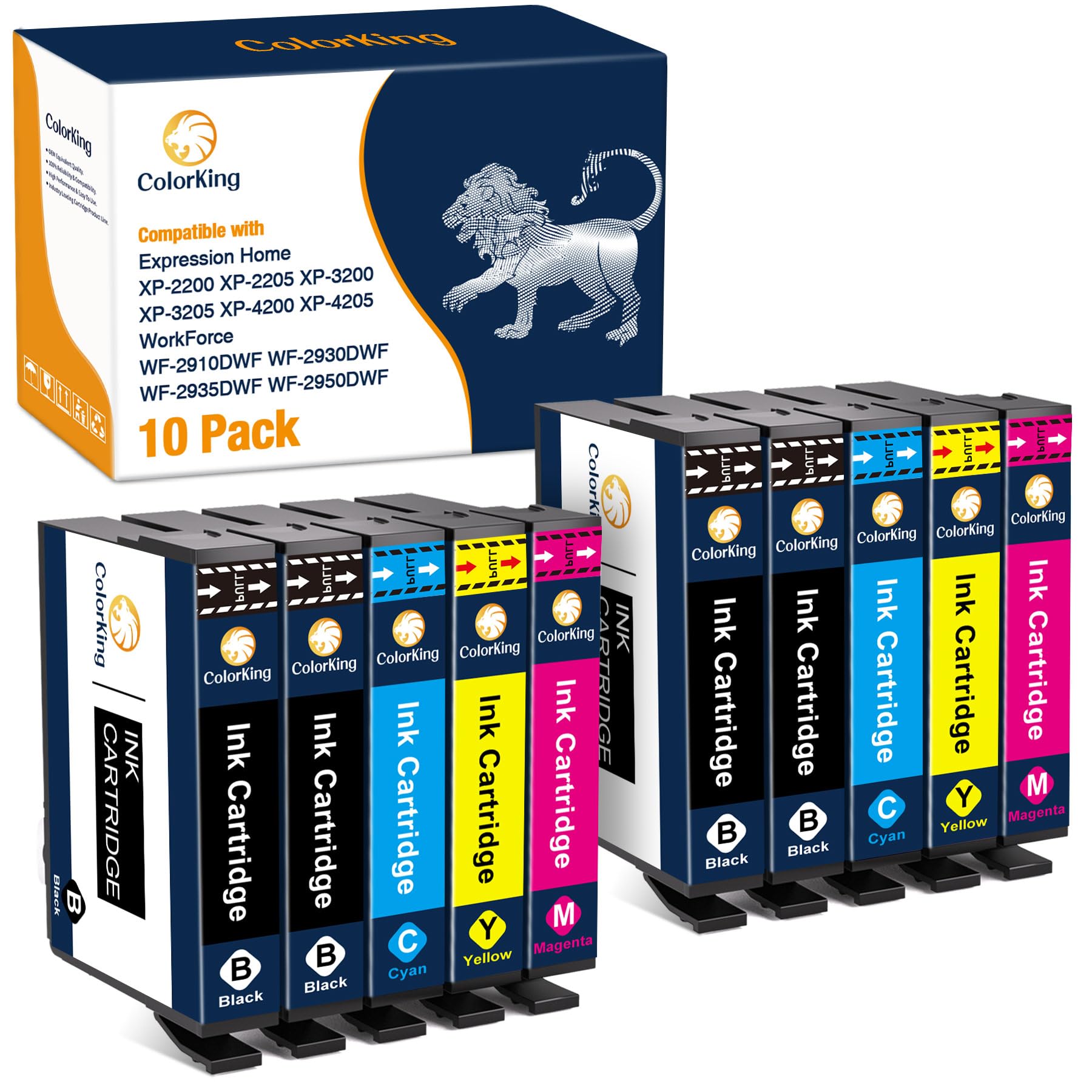 ColorKing Cartucce Compatibili con Epson XP 2200 con Expression Home XP-4200 XP-3200 XP-2205 XP-3205 XP-4205 Workforce WF-2930 WF-2910 WF-2935 WF-2950 (4 Nero, 2 Ciano, 2 Magenta, 2 Giallo)